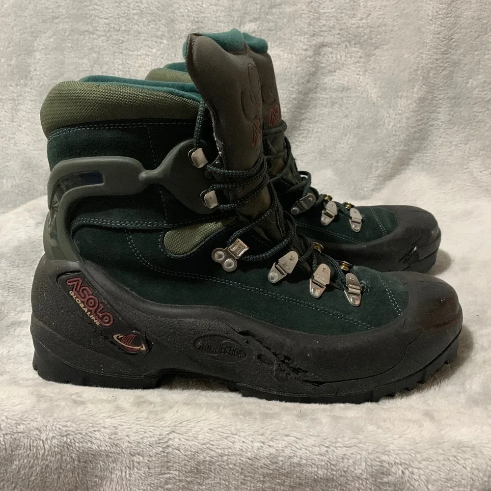 Asolo‎ Globaline Meridian Mens Hiking Boots Green Suede 10.5 Vintage Gorpcore
